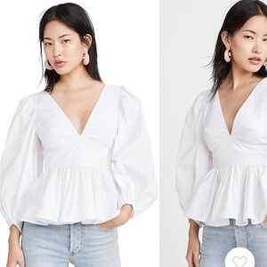STAUD White Peplum Top